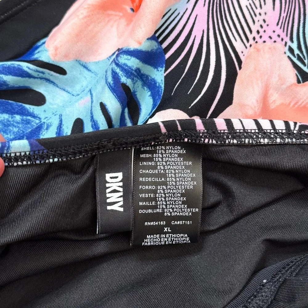 DKNY Swimsuit Tropical One Piece Halter XL New - Picture 4 of 5